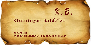 Kleininger Balázs névjegykártya